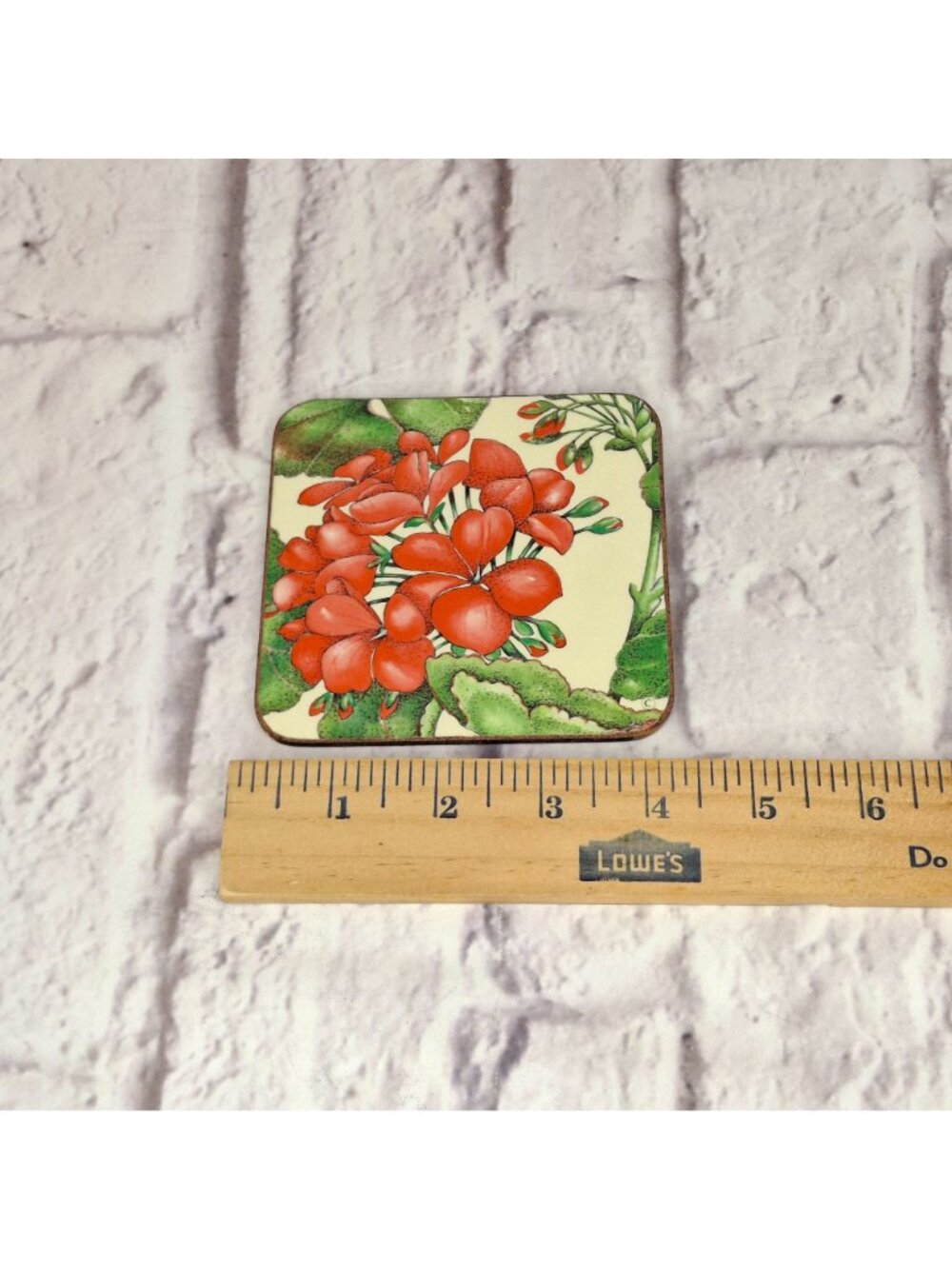 Vtg Pimpernel Geranium Placemat & Coasters Set of 4 Floral Cork Backed England - Picture 7 of 7
